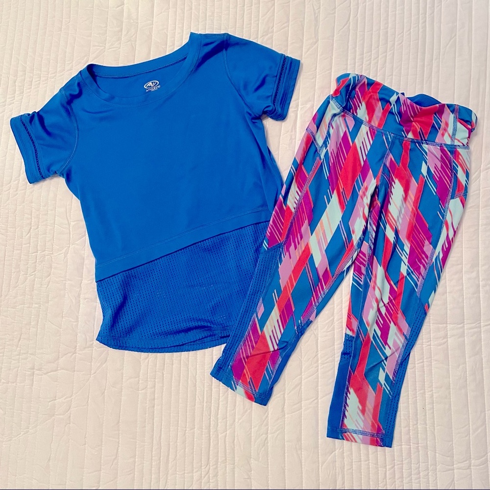 Girls Active Capri Leggings & Matching Top, S (6-6X)